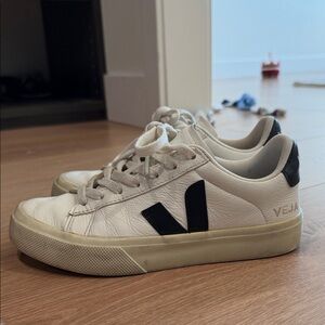 Veja Cream and Black Casual Sneakers